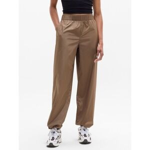 Athleta Rise Pants Brown Nylon Track Bungee Adjustable Small Active Streetwear